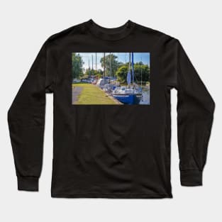 Sailing boats moored in Hickling, Norfolk Broads Long Sleeve T-Shirt